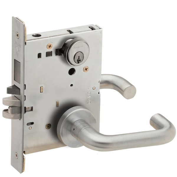 Schlage Grade 1 Entrance/Office Mortise Lock with Deadbolt, 03 Lever, A Rose, Keyed Different, Satin Chrome L9453P 03A 626 - main